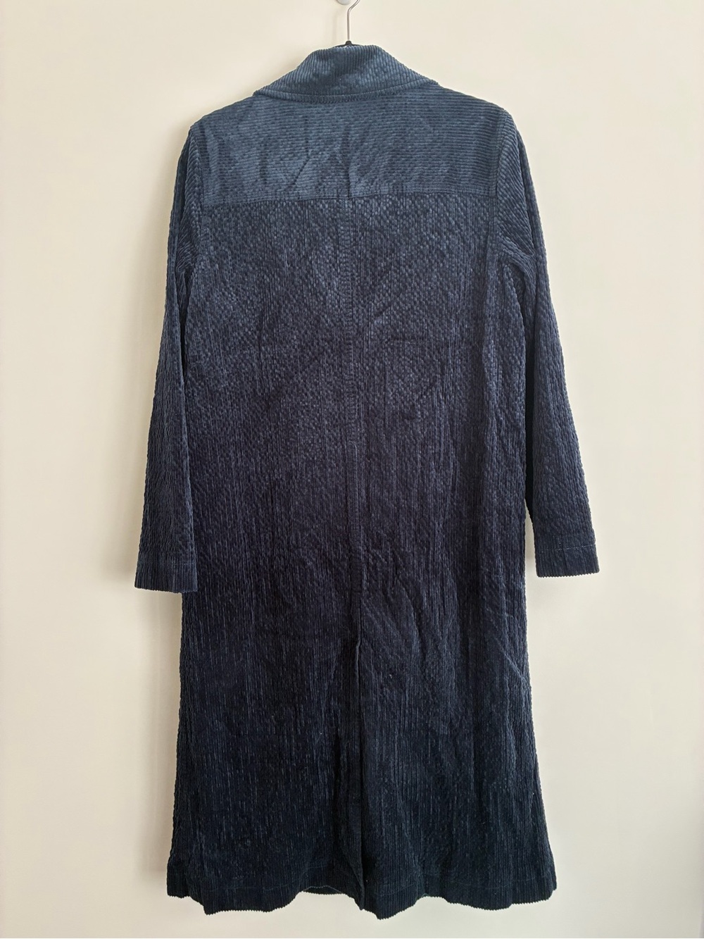 Anthropologie Navy Corduroy Velvet Trench Coat size 10 - Picture 7 of 8